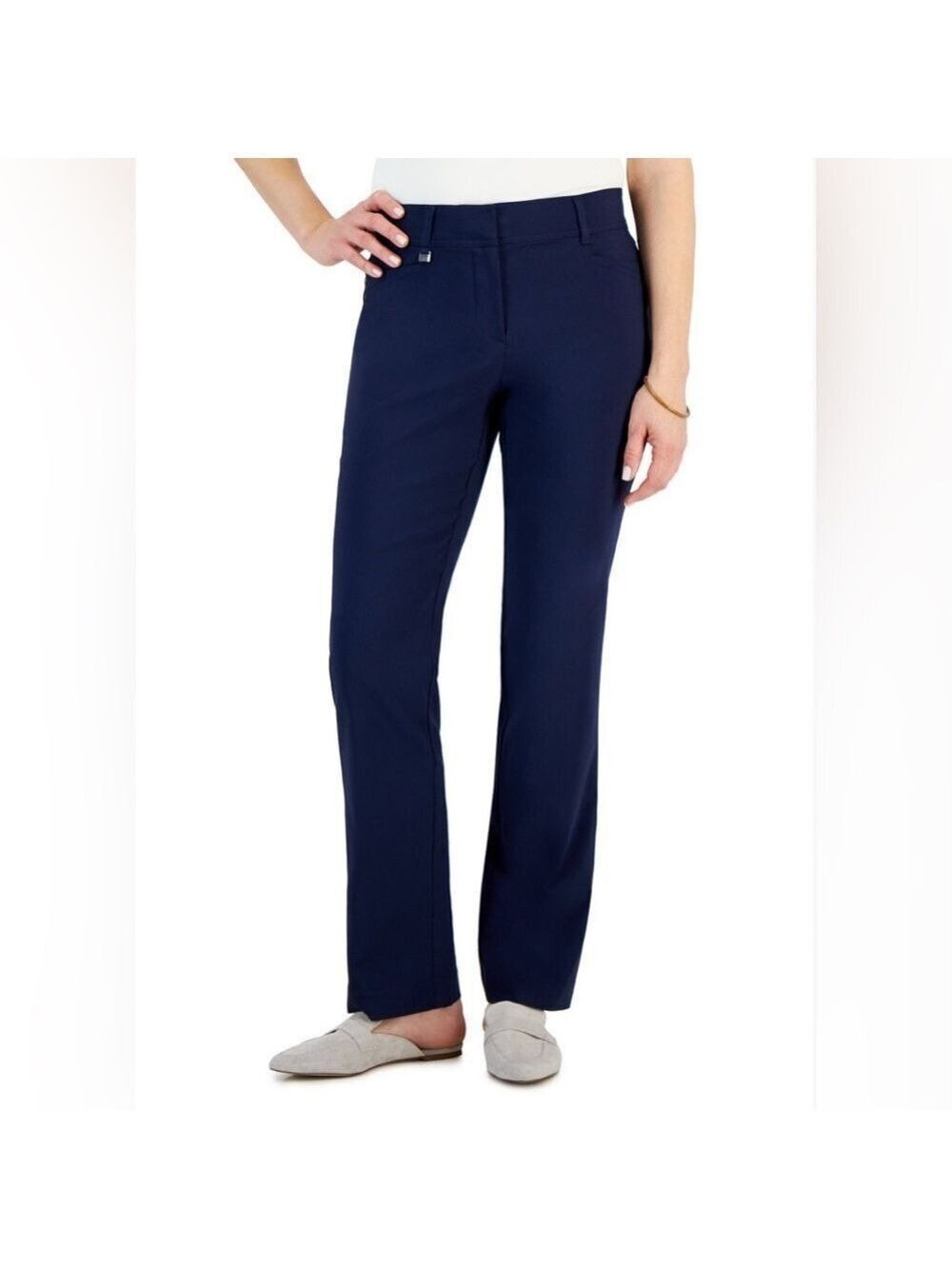 JM Collection Petite Navy Blue Straight-Leg Pants Size 16P New